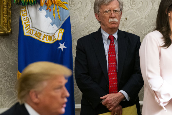US President Donald Trump (left) and National Security Adviser John Bolton in the Oval Office this week.