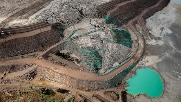 The northern tailings dam wall of the Cadia Gold Mine near Orange, NSW.