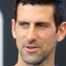 ADELAIDE, AUSTRALIA - DECEMBER 29: Novak Djokovic talks to the media after a practice session ahead of the 2023 Adelaide International at Memorial Drive on December 29, 2022 in Adelaide, Australia. (Photo by Sarah Reed/Getty Images)