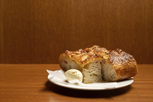 Wholegrain potato focaccia with smoked butter at Lagotto.