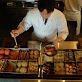 At Oden, diners are encouraged to build a bowl from two or three elements – perhaps translucent shirataki noodles, house-made prawn balls flecked with edamame and tobiko (flying fish roe), and abalone.