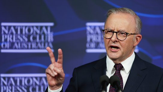 Prime Minister Anthony Albanese makes an election pitch.