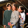 Erin Mitchell at home with children Levi (left) and Nina (right).