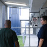 Nadia, a drug and alcohol nurse inside Silverwater’s Metropolitan Remand and Reception Centre, with a patient on Wednesday