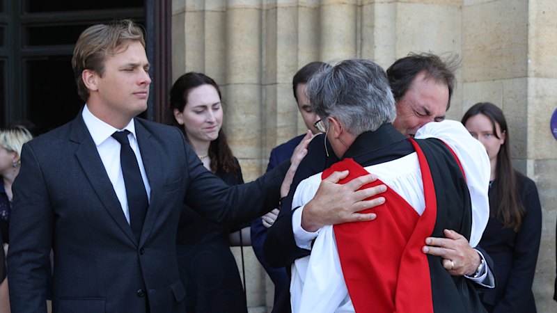 ‘I don’t know how I’ll live with the loss’: Katie Allen’s husband leads tributes at packed memorial