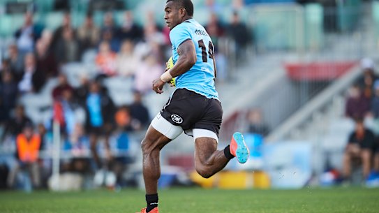 WOLLONGONG, AUSTRALIA - SEPTEMBER 14: Nacanieli Narequva of Fiji makes a break during the Round 3 NRC match between NSW Country and Fiji Drua at WIN Stadium on September 14, 2019 in Wollongong, Australia. (Photo by Brett Hemmings/Getty Images) Fiji Drua.