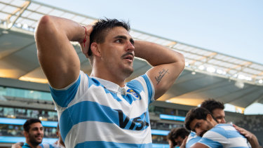 Argentina's Pablo Matera at full time after beating New Zealand.