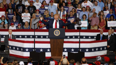 "That's why I say: 'Hey, if they don't like it, let them leave. Let them leave'," Mr Trump told the rally in North Carolina.