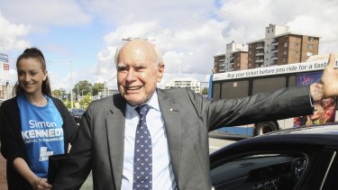 Former prime minister John Howard, campaigning for the Liberal Party in his former seat of Bennelong.