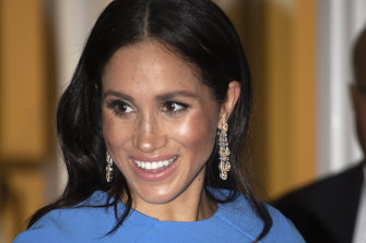Meghan, Duchess of Sussex at the official dinner in Suva, Fiji, Tuesday, Oct. 23, 2018