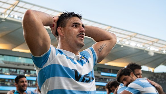 Argentina's Pablo Matera at full time after beating New Zealand.