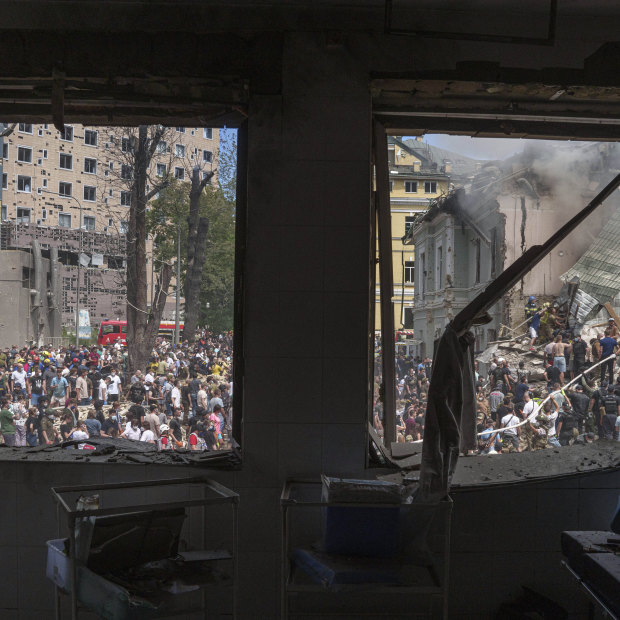 Okhmatdyt children’s hospital in Kyiv hit by Russian missiles last July.