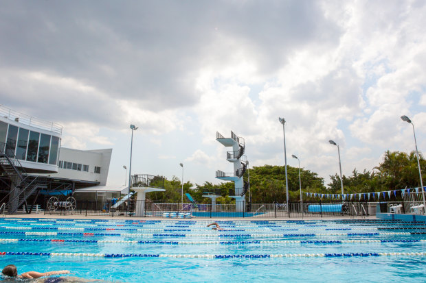 The Centenary Pool complex on the edge of Victoria Park would be incorporated into a new 15,000-seat aquatic centre (6000 seats post-Games).