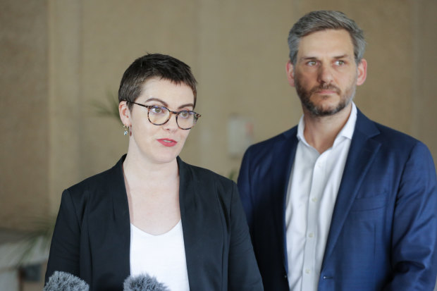 Greens state MPs Amy MacMahon (South Brisbane) and Michael Berkman (Maiwar).