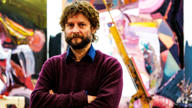 Artist Ben Quilty at his studio in Mittagong. 