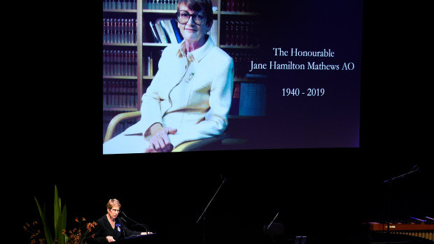 'She changed the educational opportunities for a generation of girls': Governor of NSW Margaret Beazley at the memorial service for Jane Mathews at the Sydney Opera House.