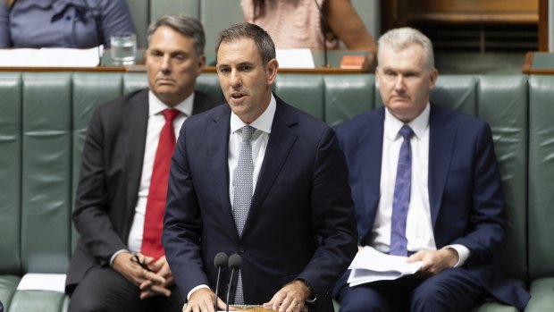 Treasurer Jim Chalmers during question time at Parliament House today.