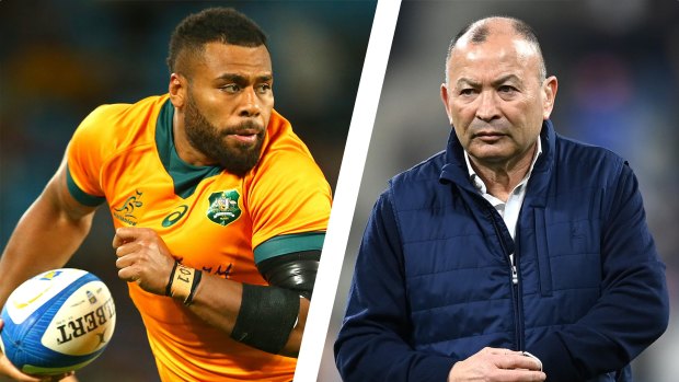 Wallabies centre Samu Kerevi and England coach Eddie Jones.