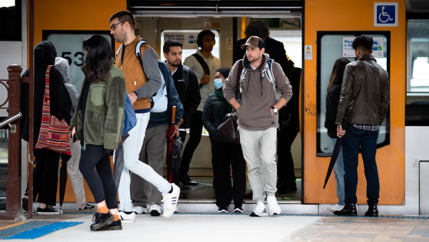 Commuters at Sydney's Central Station on Thursday.