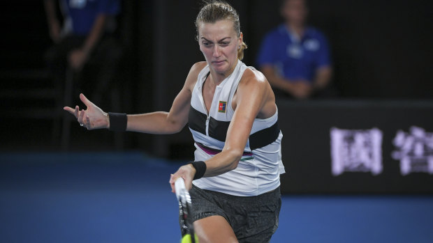 Petra Kvitova giving her all during the Australian Open against Naomi Osaka.