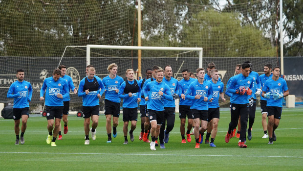Melbourne City train on Wednesday ahead of their elimination final against Adelaide United.