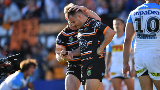 Winged: Josh Reynolds aggravated his shoulder injury in the defeat to Gold Coast