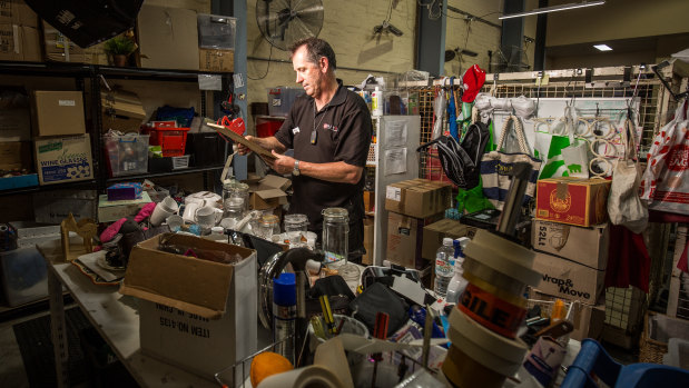 Brian Anderson, manager of  The Salvos op shop in Richmond, has been caught up in the Marie Kondo craze.