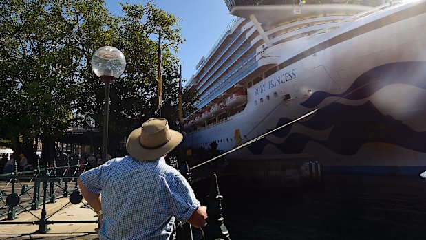 The Ruby Princess, docked in Sydney on March 19.