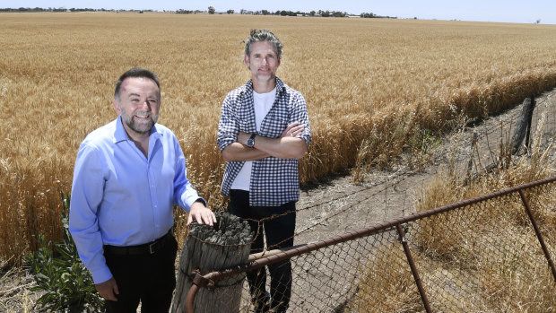 Out in the country before the Sydney premiere of The Dry: Eric Bana (right) with director Robert Connolly.