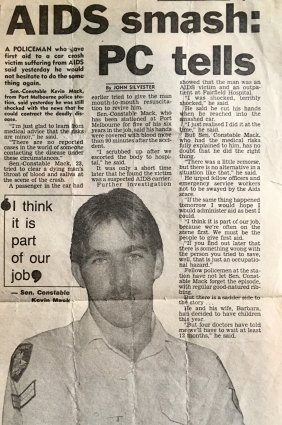 A newspaper interview with senior constable Kevin Mack from 1985.