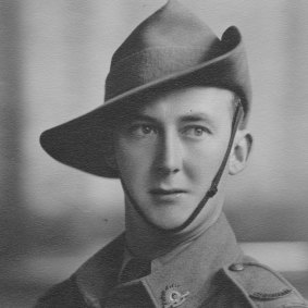Correspondent: Private Harry Frazer in his slouch hat.
