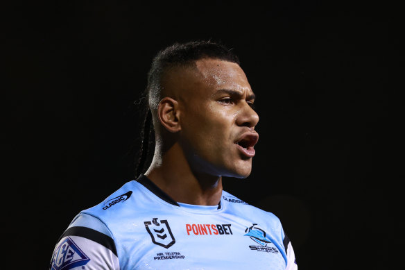 Sione Katoa during the Sharks trial match.