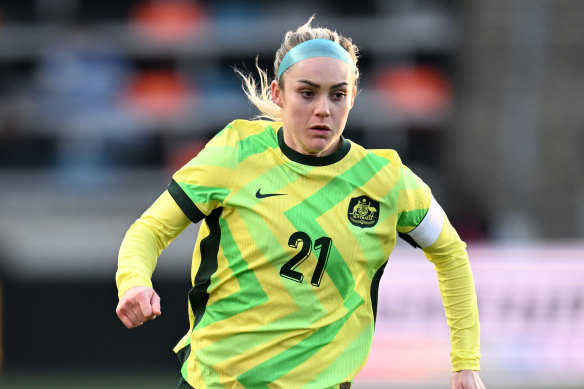 Ellie Carpenter in the Matildas’ first match of the SheBelieves Cup last week.