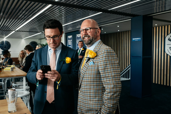 David Littleproud (left) at this week’s Melbourne Cup, says he enjoys a punt here and there but is alarmed about the saturation of betting ads during live sports broadcasts.