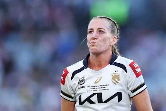 Ali Brigginshaw was emotional after the Brisbane Broncos grand final defeat to the Roosters on Sunday.