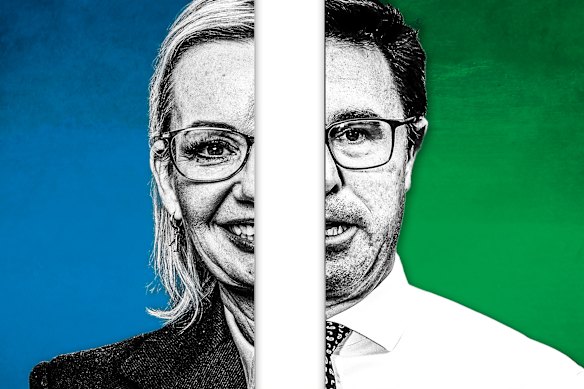 O líder nacional David Littleproud e o líder liberal Sussan Ley.