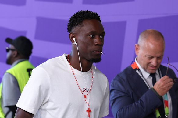 Folarin Balogun arrives at Seattle Stadium ahead of the United States clash with Belgium.