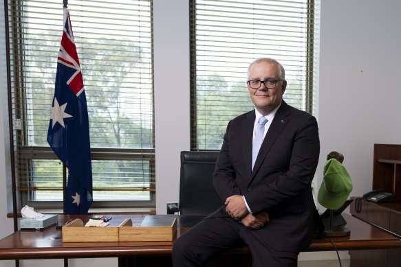 Former prime minister Scott Morrison in his parliament house office on Monday.