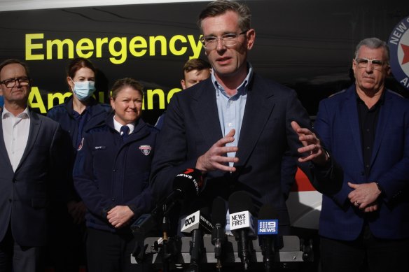 Premier Dominic Perrottet announces more funding for the NSW Ambulance Service on Sunday.