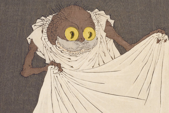 Tsukioka Yoshitoshi's Minamoto no Raikō preparing to kill the earth spider 1892. 
