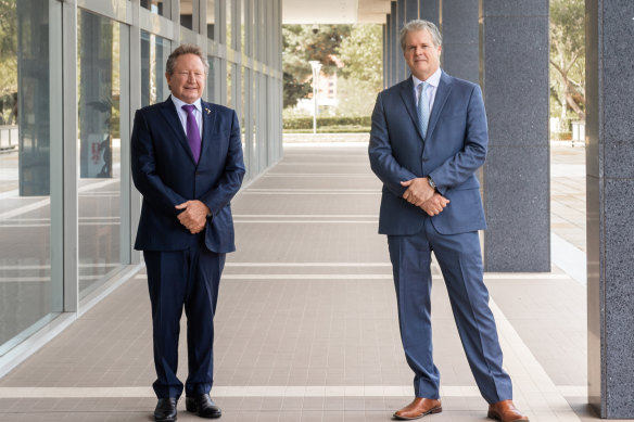 Minderoo Foundation chair Andrew Forrest and executive director of the foundation's COVID-19 Response Steve Burnell.