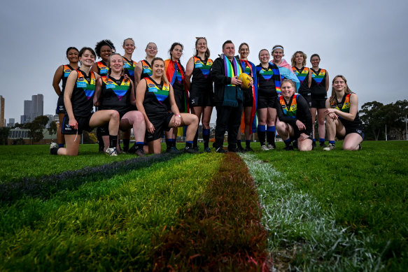 The Mugars thirds team with their coach Carter O’Regan (centre). 