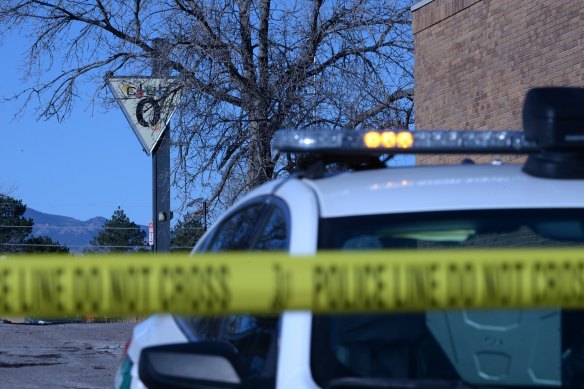 Crime tape is set up near the gay nightclub in Colorado Springs where the shooting occurred.
