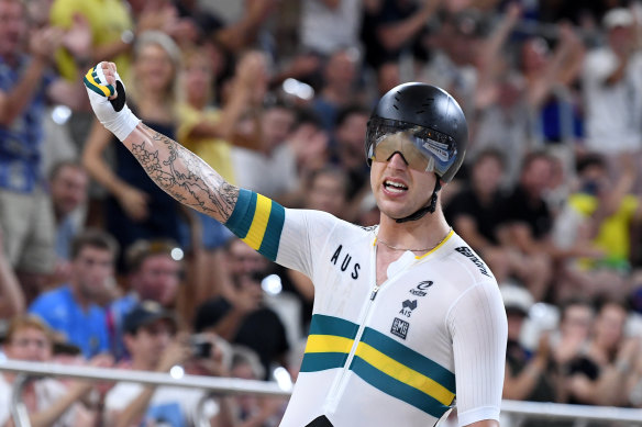 Sam Welsford, pictured at the Brisbane Track World Cup, won at the road cycling world championships in torrid conditions.