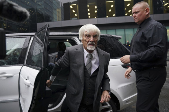 Former Formula One boss Bernie Ecclestone arrives at a London court.