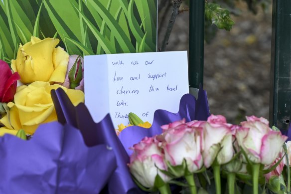 On Tuesday, floral tributes and notes accumulated outside the preschool where Eleanor Bryant was killed.