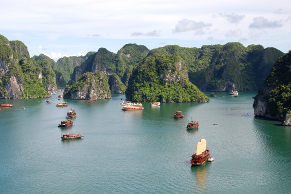 Busy day in Halong Bay.