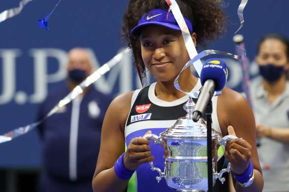 Naomi Osaka celebrates a comeback victory after winning the US Open. 