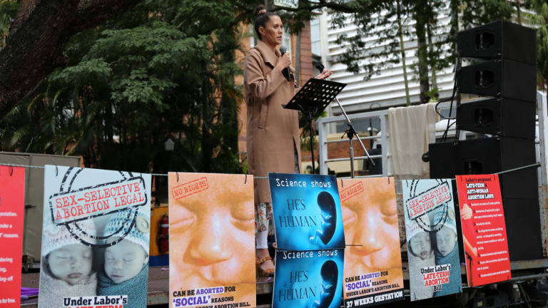 Jaya Taki speaks out at the pro-life rally.