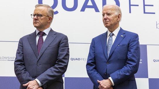 Anthony Albanese, Australia’s prime minister, left, and US President Joe Biden.